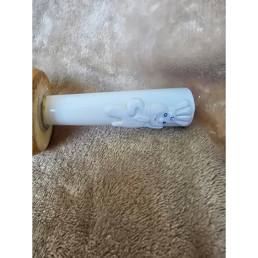 Vintage Pillsbury Doughboy Wooden Rolling Pin Poppin Fresh White Plastic Handles